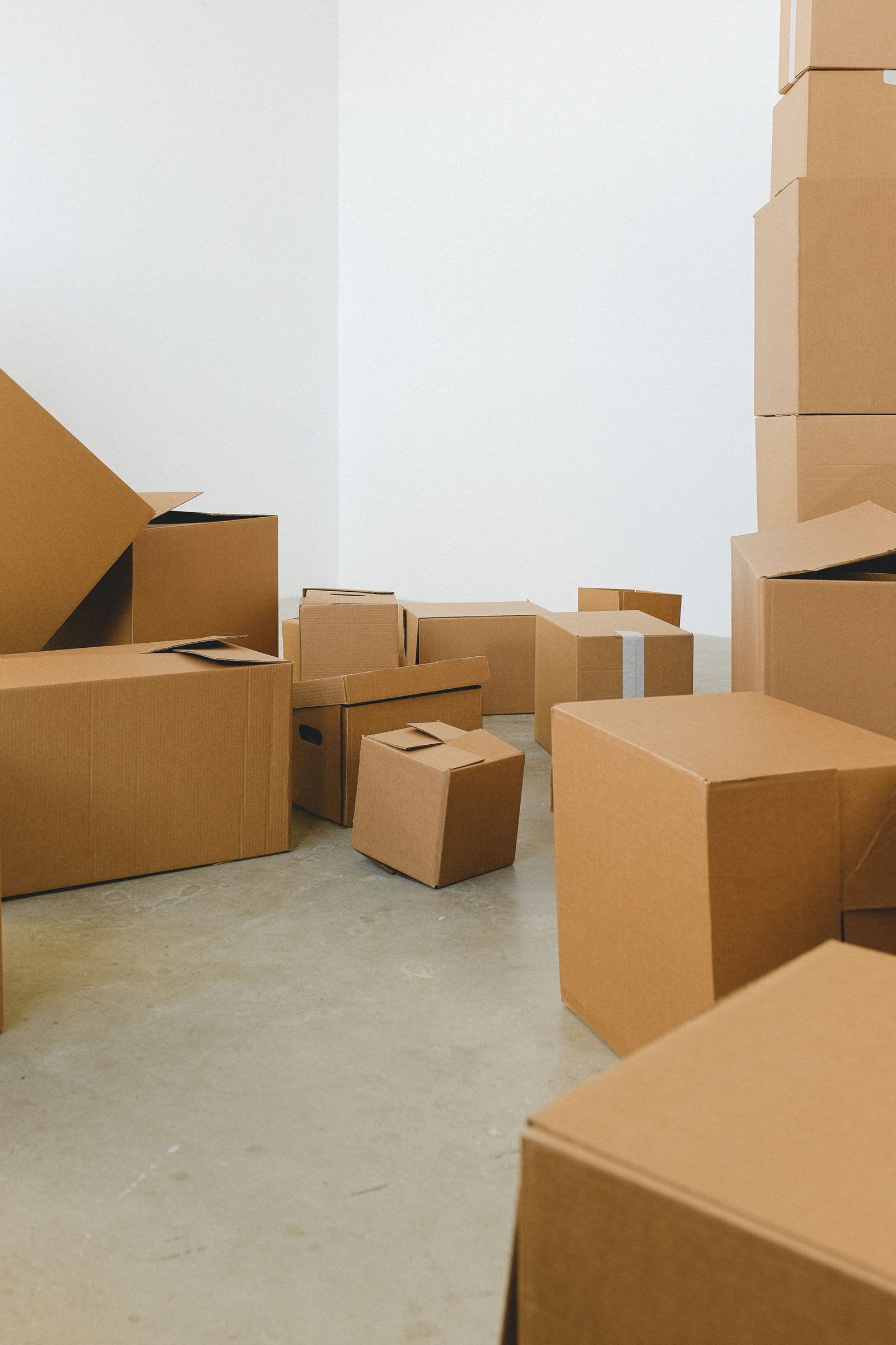 Cardboard boxes filling a room before a move