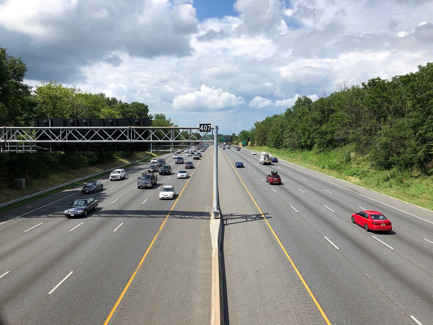 The Baltimore Beltway seen from the Windsor Mill Road overpass in Baltimore County
