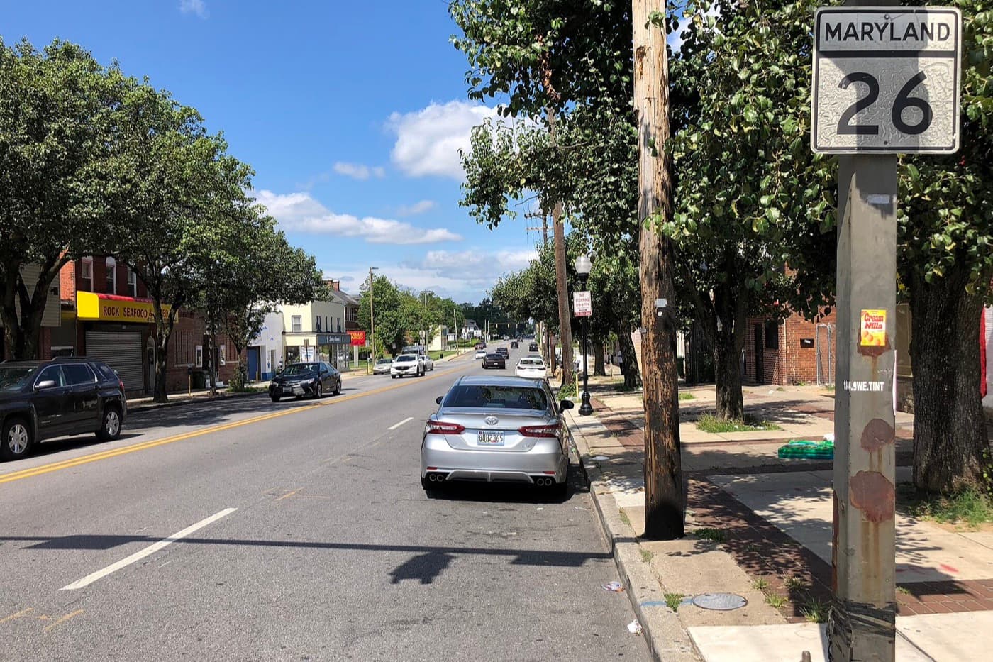 Liberty Heights Avenue at Gwynn Oak Avenue in Northwest Baltimore