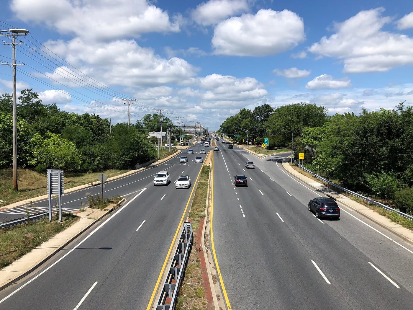 Liberty Road looking west from the Baltimore Beltway overpass in Milford Mill, Maryland