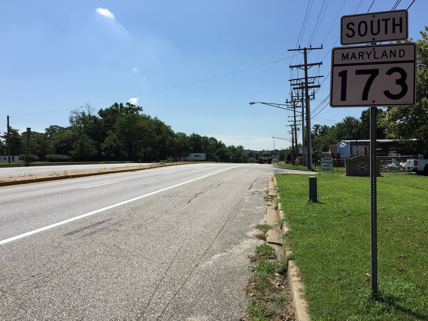 A neighborhood street in Pasadena, Maryland